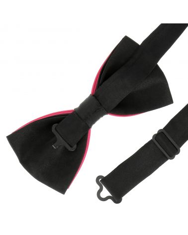 Noeud Papillon Bicolore Rose vif et Noir