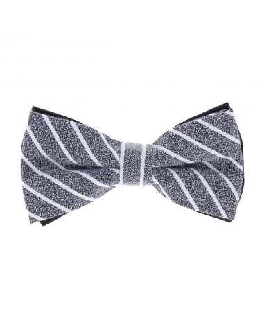 Noeud Papillon Coton Bleu Rayures Blanches