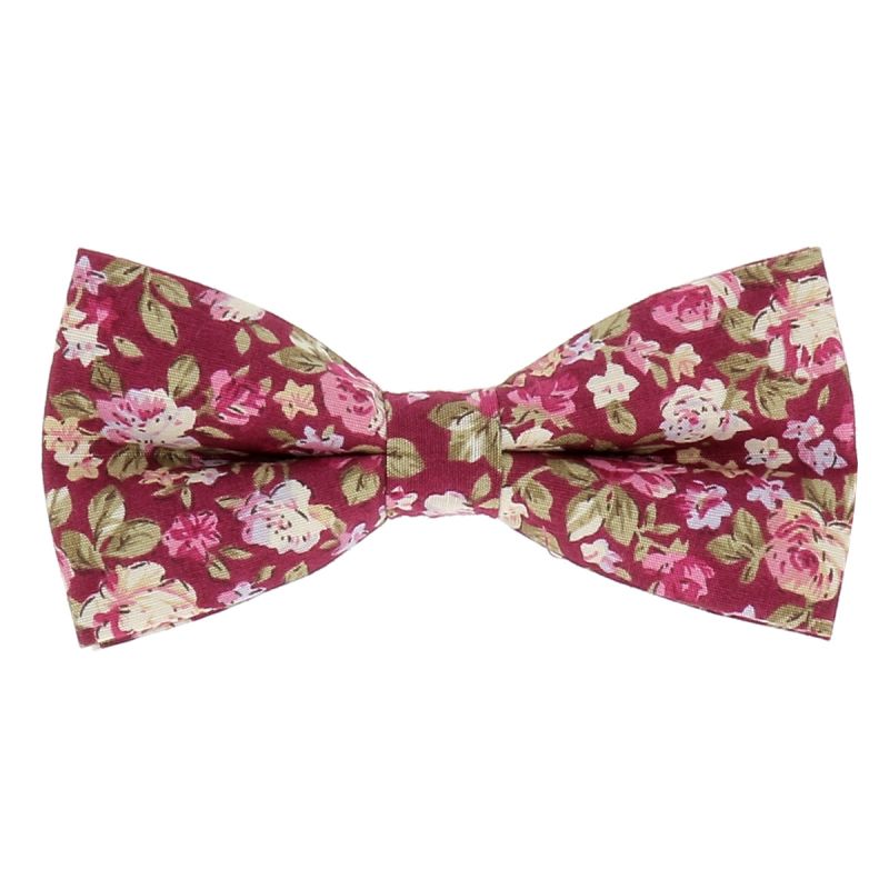 Noeud Papillon Fleuri Rose Fushia Tendance Bohème