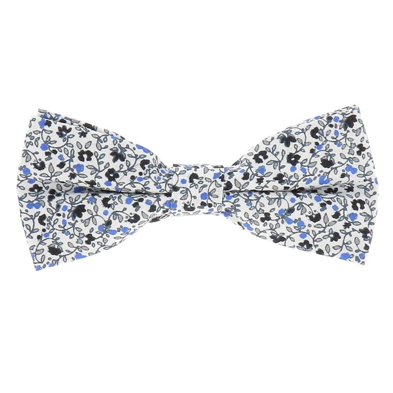 Noeud Papillon Fleuri Mariage Couleur Bleu