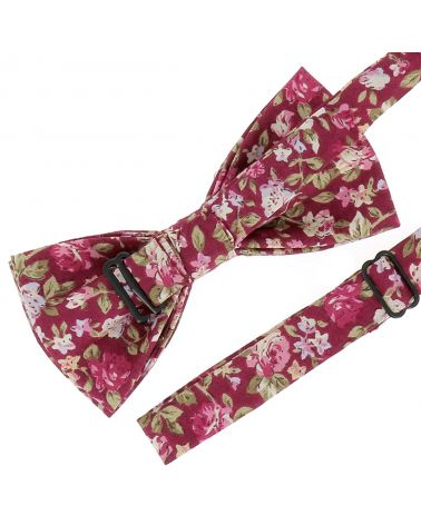 Noeud Papillon Homme Mariage Champêtre à Fleurs Rose Fushia