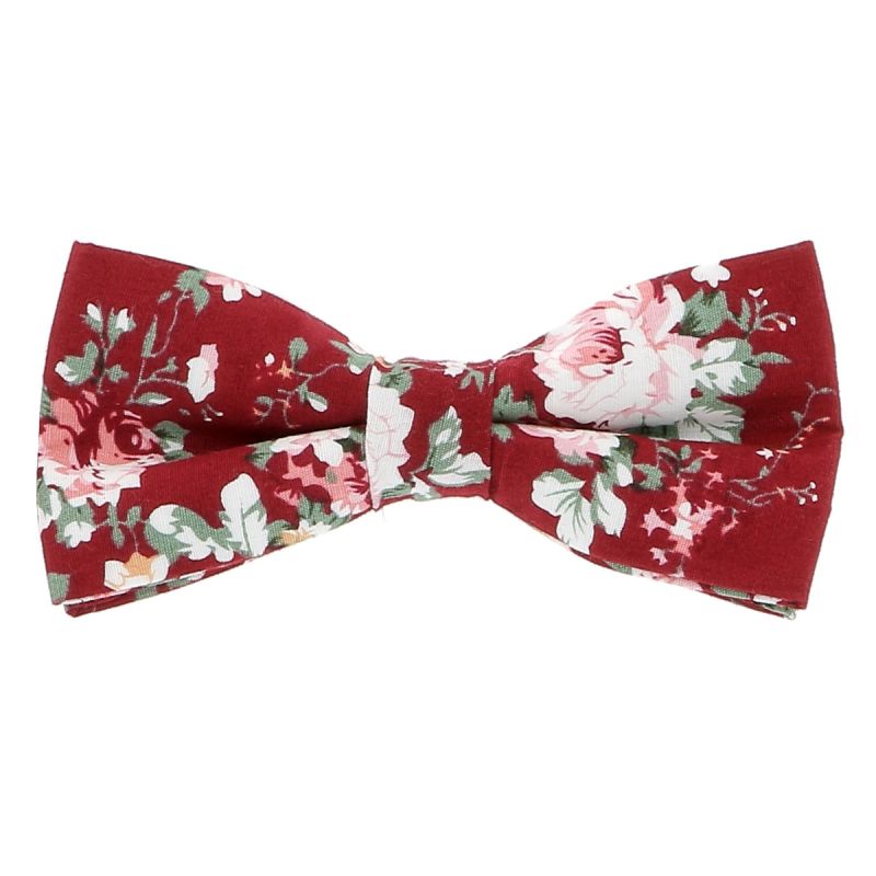 Noeud Papillon Fleuri Bordeaux Tendance Bohème