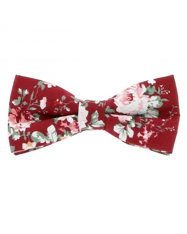 Noeud Papillon Fleuri Bordeaux Tendance Bohème