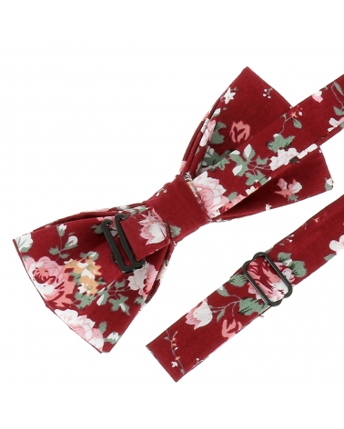 Noeud Papillon Homme Mariage Automne à Fleurs Bordeaux